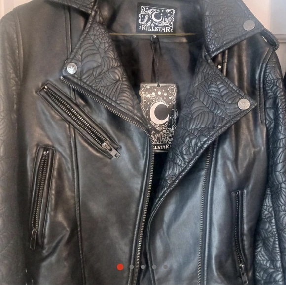 Killstar Graveyard Shift Spider Web Leather Jacket - Picture 3 of 7